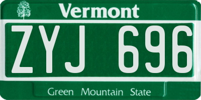 VT license plate ZYJ696