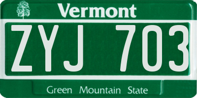 VT license plate ZYJ703