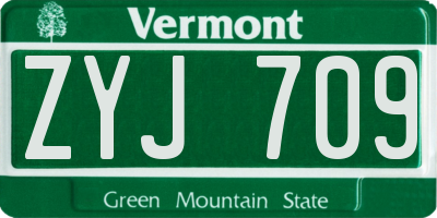 VT license plate ZYJ709