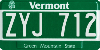 VT license plate ZYJ712