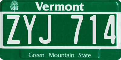 VT license plate ZYJ714