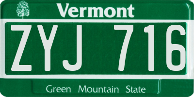 VT license plate ZYJ716