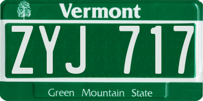 VT license plate ZYJ717