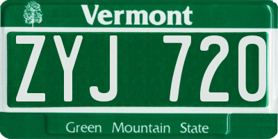 VT license plate ZYJ720