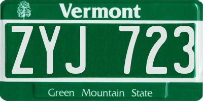 VT license plate ZYJ723