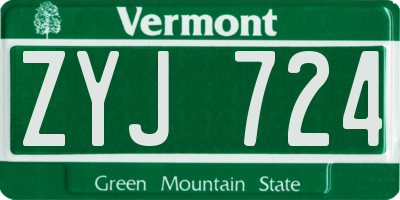VT license plate ZYJ724
