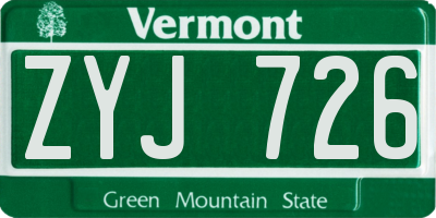 VT license plate ZYJ726