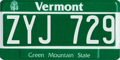 VT license plate ZYJ729