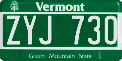 VT license plate ZYJ730