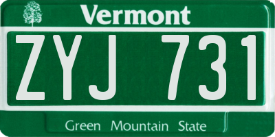 VT license plate ZYJ731