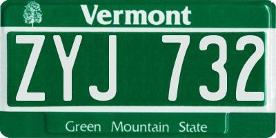 VT license plate ZYJ732