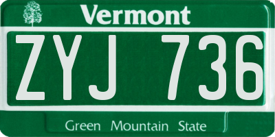 VT license plate ZYJ736