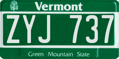VT license plate ZYJ737