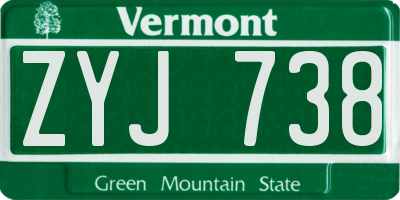 VT license plate ZYJ738