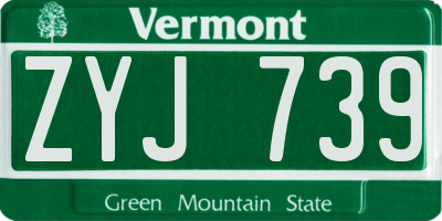 VT license plate ZYJ739