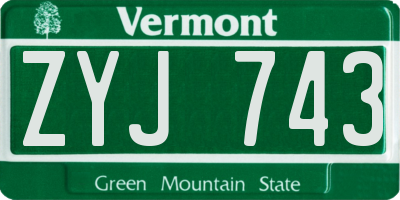 VT license plate ZYJ743