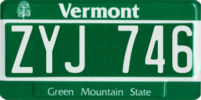 VT license plate ZYJ746