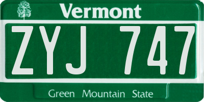 VT license plate ZYJ747