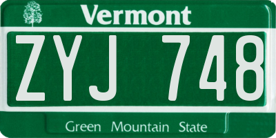 VT license plate ZYJ748