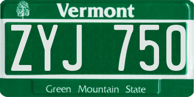 VT license plate ZYJ750