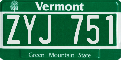 VT license plate ZYJ751