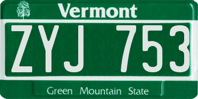 VT license plate ZYJ753