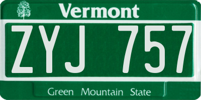 VT license plate ZYJ757