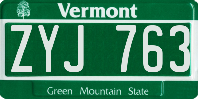 VT license plate ZYJ763