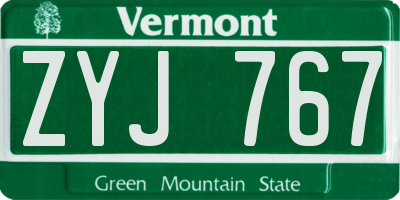 VT license plate ZYJ767