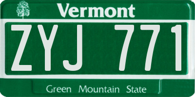 VT license plate ZYJ771