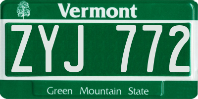 VT license plate ZYJ772