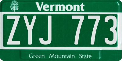VT license plate ZYJ773