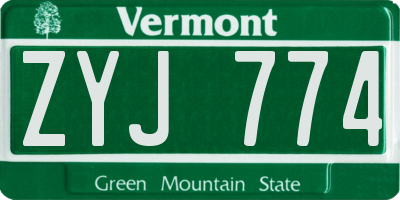 VT license plate ZYJ774