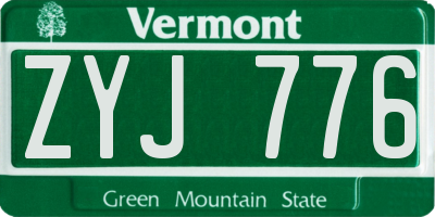 VT license plate ZYJ776
