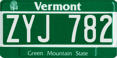 VT license plate ZYJ782