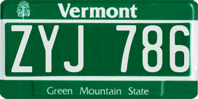 VT license plate ZYJ786