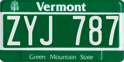 VT license plate ZYJ787