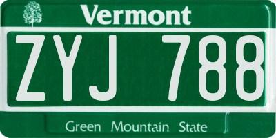 VT license plate ZYJ788
