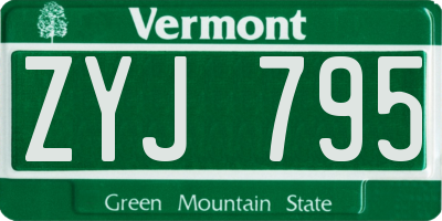 VT license plate ZYJ795