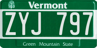 VT license plate ZYJ797