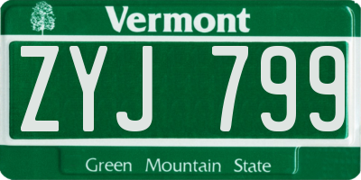 VT license plate ZYJ799