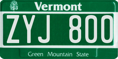 VT license plate ZYJ800