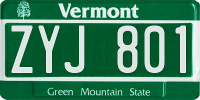 VT license plate ZYJ801