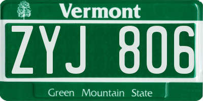 VT license plate ZYJ806