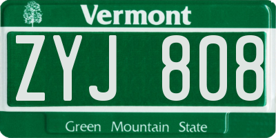 VT license plate ZYJ808