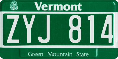 VT license plate ZYJ814