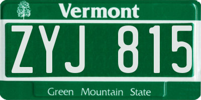 VT license plate ZYJ815