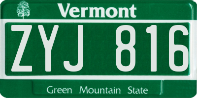 VT license plate ZYJ816