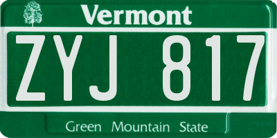 VT license plate ZYJ817