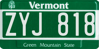 VT license plate ZYJ818